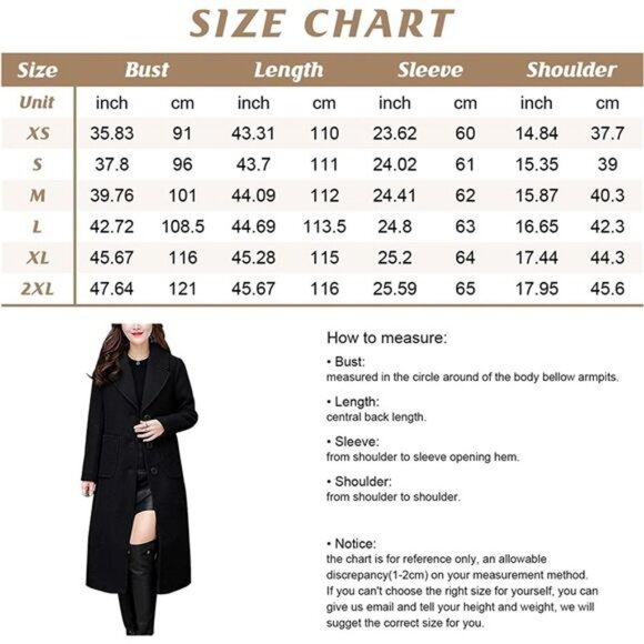 Women's Big Notch Lapel Single Breasted Mid-Long Wool Blend Coat, Camel - Picture 3 of 3
